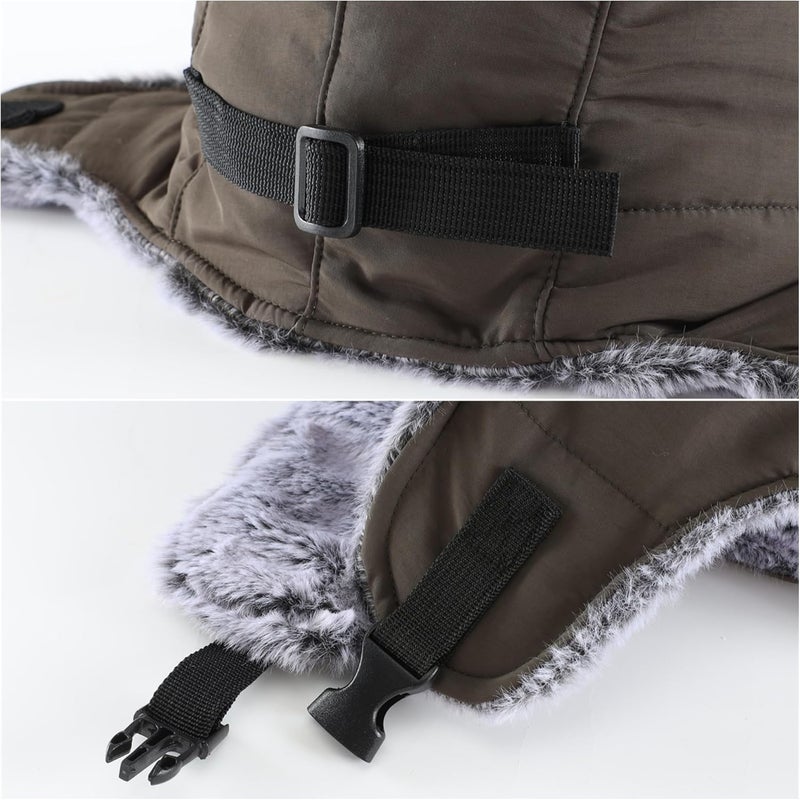 Connectyle Men's Trapper Hat with Ear Flaps Winter Warm Hat Windproof, Water Repellent, Reflective, Faux Fur Fully Lined - Image 5